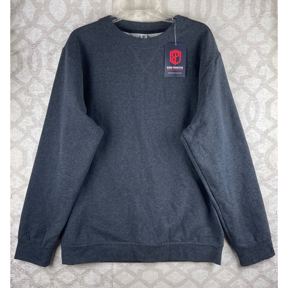 Born Primitive Unmatched Crew Sweatshirt Pullover Mens XL Charcoal Gray NWT